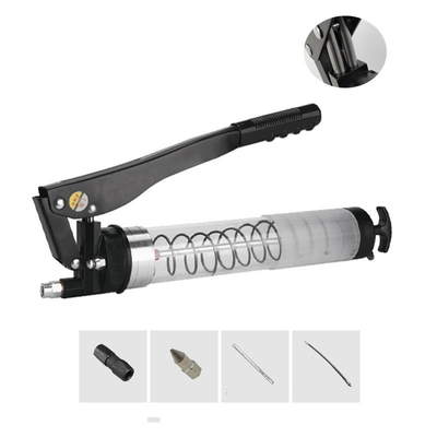 Self Priming Transparent Double Rod Grease Gun Manual Heavy Duty
