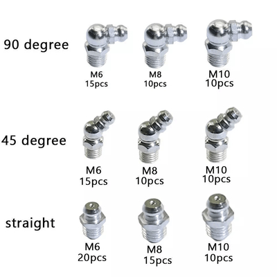 Nickel Plated Grease Gun Nipple M6 Metric Zerk Kit M8 M10 Assortment
