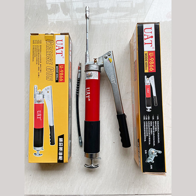 Red Gear Manual Lever Grease Gun Steel Barrel 6000~10000 Psi 900CC-32oz