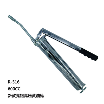 Bright Chrome Manual Grease Gun 600cc Wear-Resistant Zinc Alloy Head
